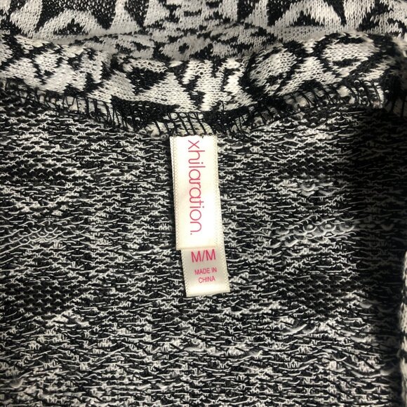 Xhileration Cardigan Womens Size Medium Black White Aztec Open Front Sweater - Picture 5 of 6